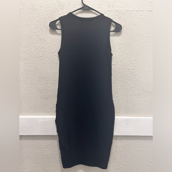 ANTISTAR Black Ribbed Knit Dress with Ruched Side NWT XS - Picture 3 of 6